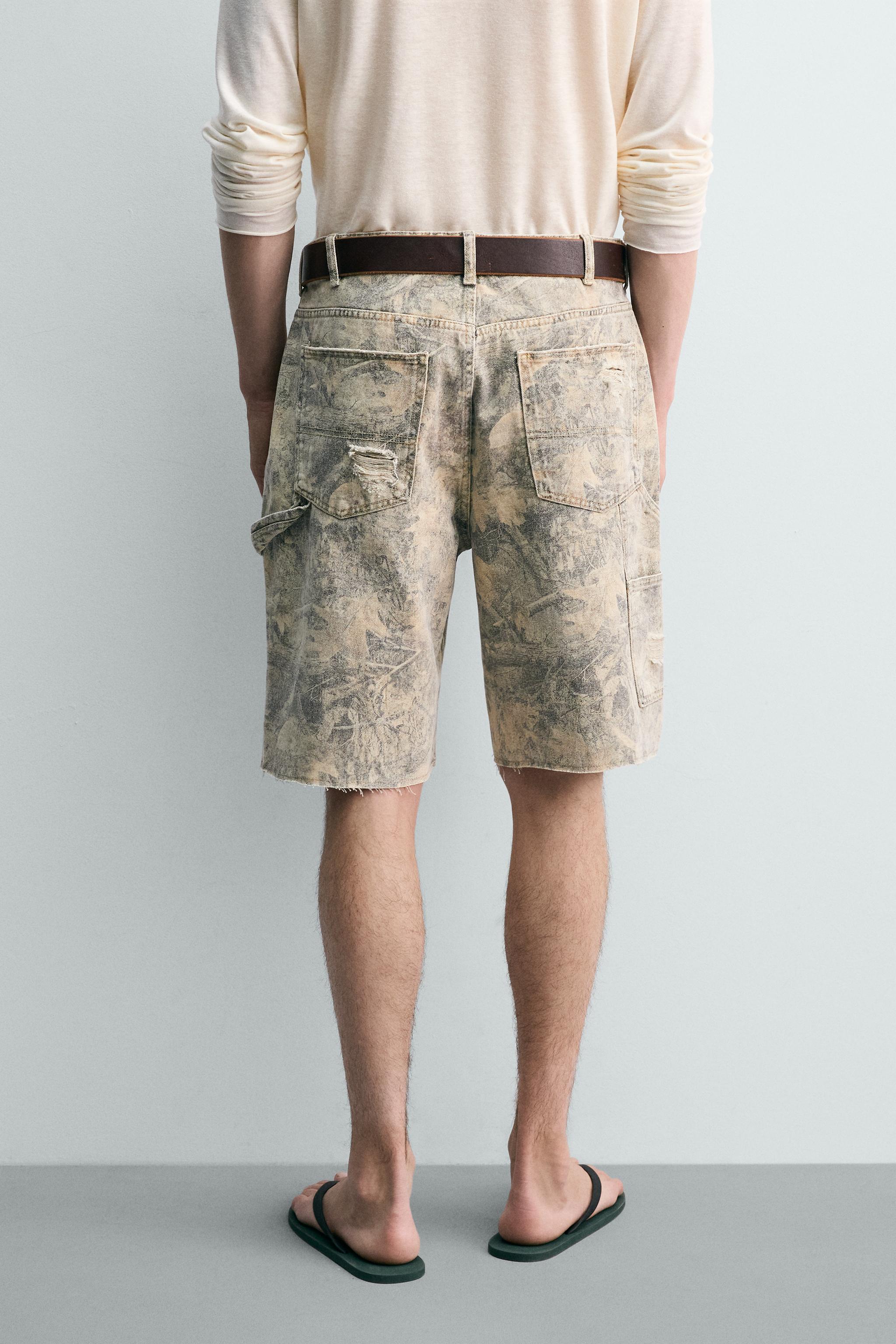 WASHED ABSTRACT PRINT RELAXED FIT SHORTS